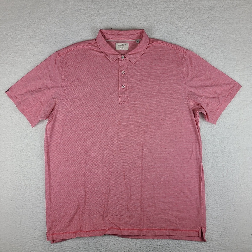 Linksoul Polo Shirt Men 2XL XXL Light Red Luxury Cotton Performance Short Sleeve